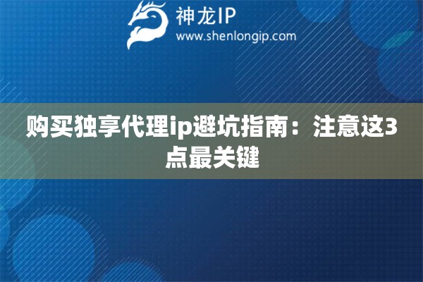 購(gòu)買獨(dú)享代理ip避坑指南：注意這3點(diǎn)最關(guān)鍵