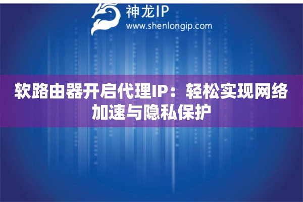 軟路由器開啟代理IP：輕松實現(xiàn)網(wǎng)絡加速與隱私保護