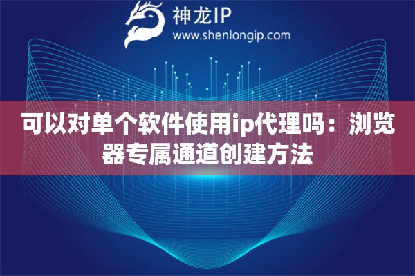 可以對(duì)單個(gè)軟件使用ip代理嗎：瀏覽器專屬通道創(chuàng)建方法