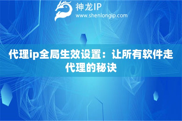 代理ip全局生效設(shè)置：讓所有軟件走代理的秘訣