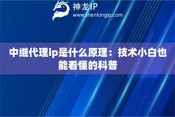 中繼代理ip是什么原理：技術(shù)小白也能看懂的科普