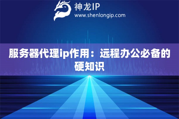 服務(wù)器代理ip作用：遠(yuǎn)程辦公必備的硬知識