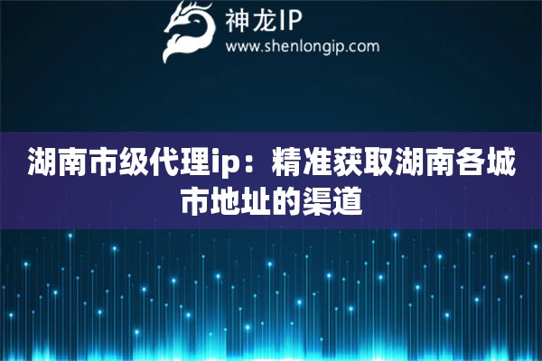 湖南市級(jí)代理ip：精準(zhǔn)獲取湖南各城市地址的渠道