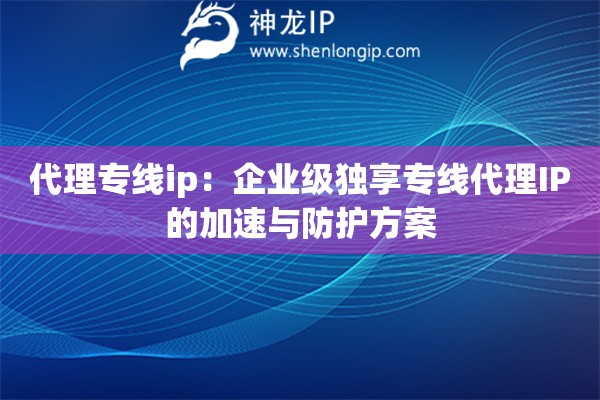 代理專線ip：企業(yè)級獨享專線代理IP的加速與防護方案