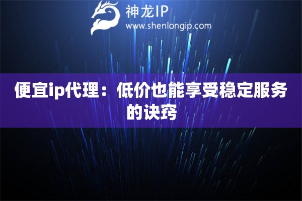 便宜ip代理：低價也能享受穩(wěn)定服務的訣竅