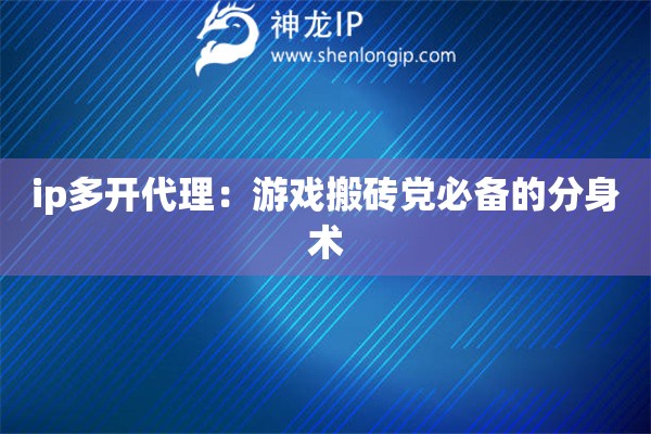 ip多開代理：游戲搬磚黨必備的分身術(shù)