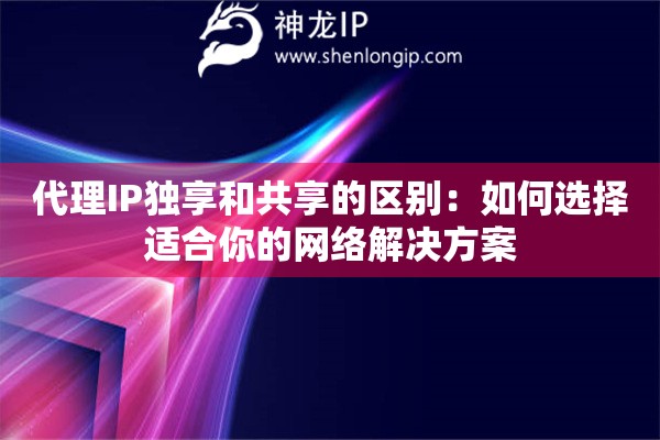 代理IP獨享和共享的區(qū)別：如何選擇適合你的網(wǎng)絡(luò)解決方案