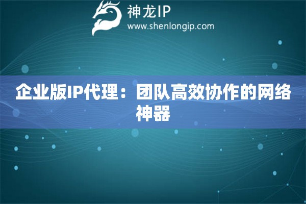 企業(yè)版IP代理：團(tuán)隊(duì)高效協(xié)作的網(wǎng)絡(luò)神器