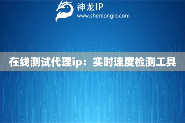 在線測試代理ip：實(shí)時(shí)速度檢測工具