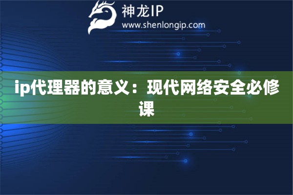 ip代理器的意義：現(xiàn)代網(wǎng)絡(luò)安全必修課