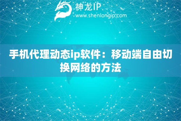 手機(jī)代理動(dòng)態(tài)ip軟件：移動(dòng)端自由切換網(wǎng)絡(luò)的方法