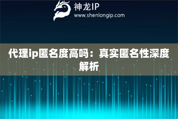 代理ip匿名度高嗎：真實(shí)匿名性深度解析