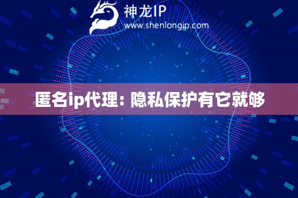 匿名ip代理: 隱私保護(hù)有它就夠