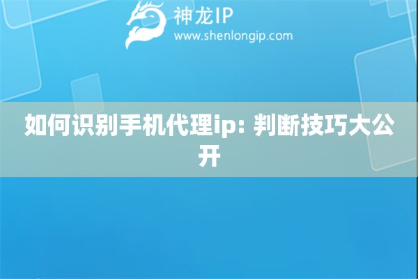 如何識別手機代理ip: 判斷技巧大公開