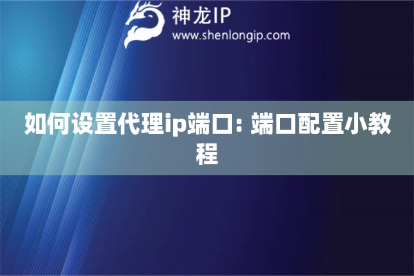 如何設置代理ip端口: 端口配置小教程