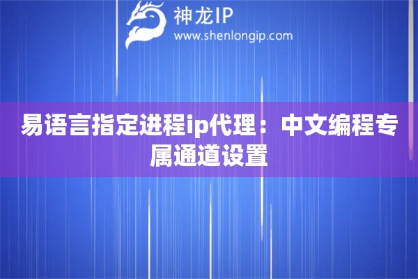 易語言指定進(jìn)程ip代理：中文編程專屬通道設(shè)置