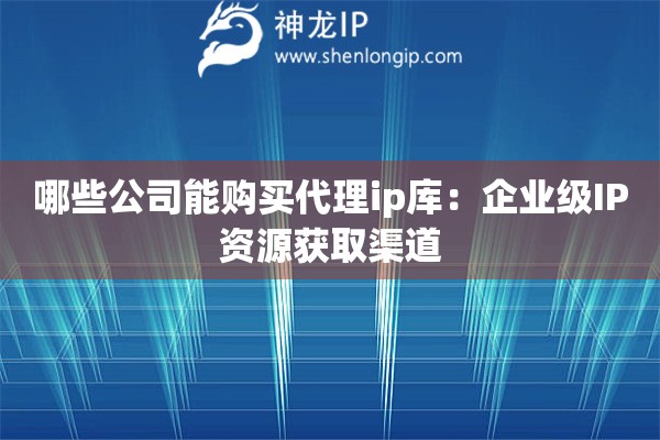 哪些公司能購(gòu)買代理ip庫(kù)：企業(yè)級(jí)IP資源獲取渠道
