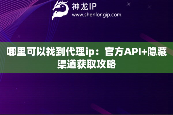 哪里可以找到代理ip：官方API+隱藏渠道獲取攻略
