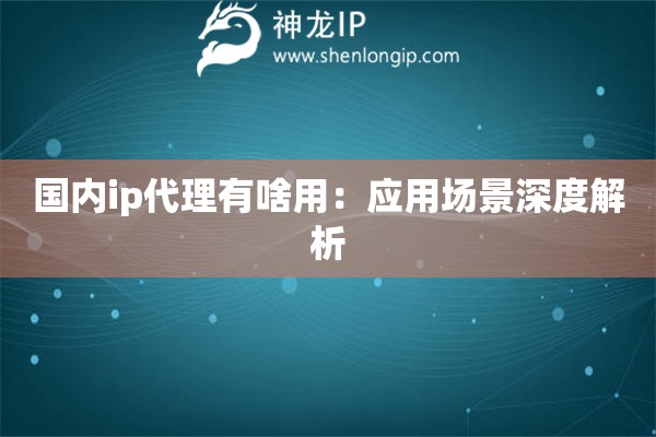 國內(nèi)ip代理有啥用：應(yīng)用場(chǎng)景深度解析