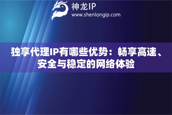 獨享代理IP有哪些優(yōu)勢：暢享高速、安全與穩(wěn)定的網絡體驗
