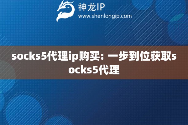 socks5代理ip購買: 一步到位獲取socks5代理