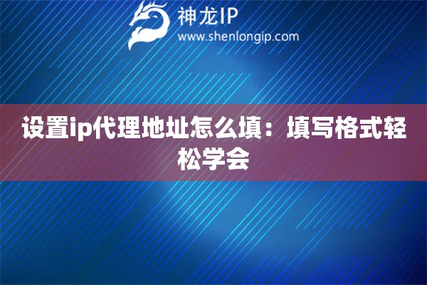 設置ip代理地址怎么填：填寫格式輕松學會