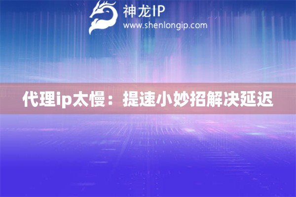 代理ip太慢：提速小妙招解決延遲