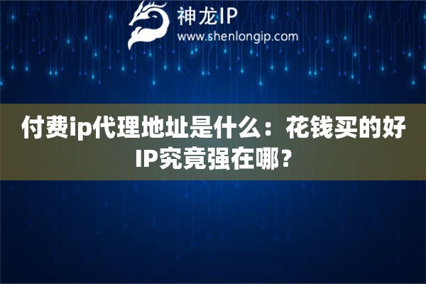 付費(fèi)ip代理地址是什么：花錢買的好IP究竟強(qiáng)在哪？