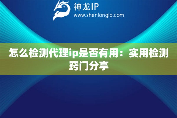 怎么檢測代理ip是否有用：實用檢測竅門分享