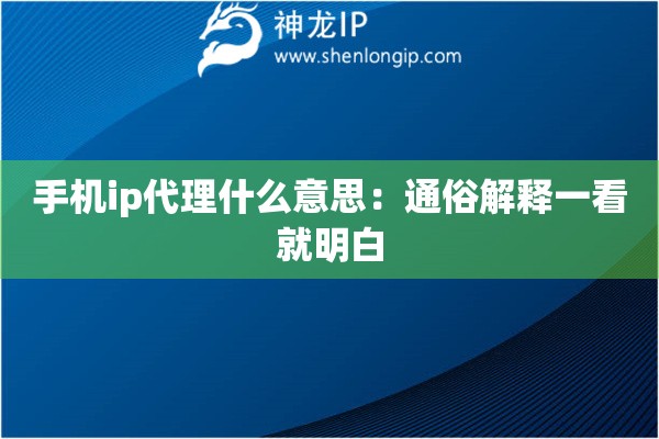 手機(jī)ip代理什么意思：通俗解釋一看就明白