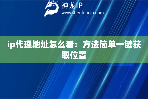 ip代理地址怎么看：方法簡單一鍵獲取位置