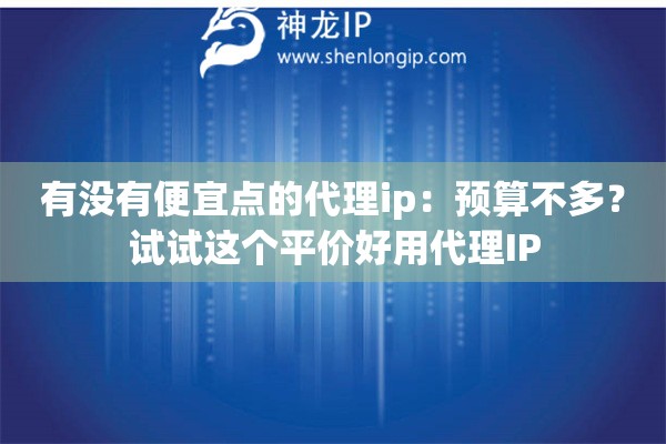 有沒有便宜點的代理ip：預算不多？試試這個平價好用代理IP