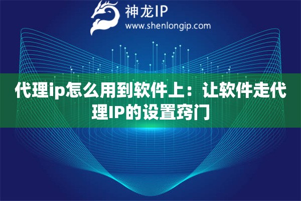 代理ip怎么用到軟件上：讓軟件走代理IP的設(shè)置竅門