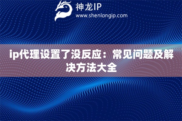 ip代理設置了沒反應：常見問題及解決方法大全