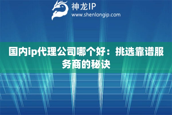國內ip代理公司哪個好：挑選靠譜服務商的秘訣