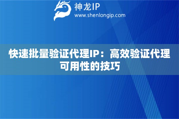 快速批量驗證代理IP：高效驗證代理可用性的技巧