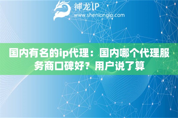 國內(nèi)有名的ip代理：國內(nèi)哪個代理服務(wù)商口碑好？用戶說了算