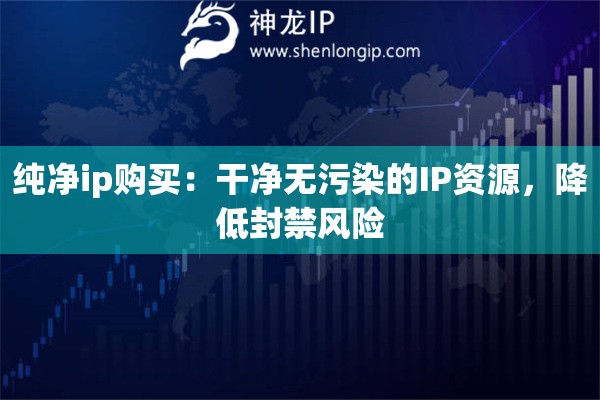 純凈ip購買：干凈無污染的IP資源，降低封禁風(fēng)險(xiǎn)