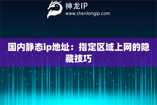 詳細(xì)閱讀:國內(nèi)靜態(tài)ip地址:指定區(qū)域上網(wǎng)的隱藏技巧 國內(nèi)靜態(tài)ip地址:指定區(qū)域上網(wǎng)的隱藏技巧