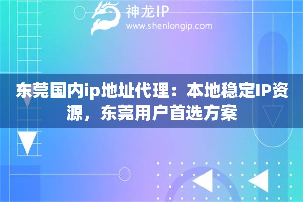 東莞國(guó)內(nèi)ip地址代理：本地穩(wěn)定IP資源，東莞用戶首選方案