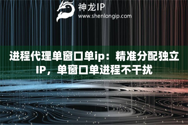 進(jìn)程代理單窗口單ip：精準(zhǔn)分配獨(dú)立IP，單窗口單進(jìn)程不干擾