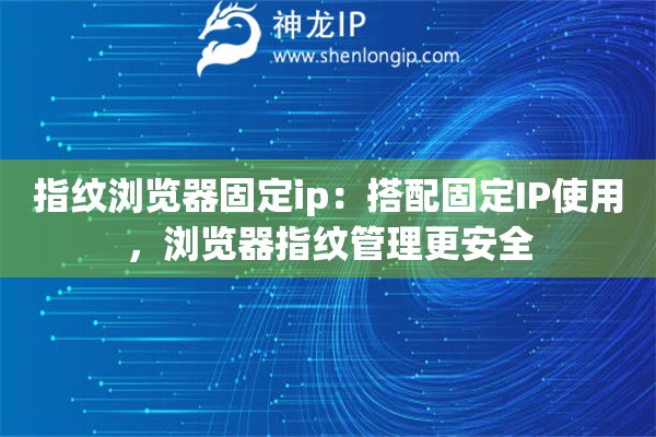 指紋瀏覽器固定ip：搭配固定IP使用，瀏覽器指紋管理更安全