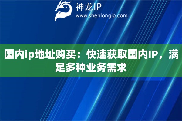 國內(nèi)ip地址購買：快速獲取國內(nèi)IP，滿足多種業(yè)務(wù)需求