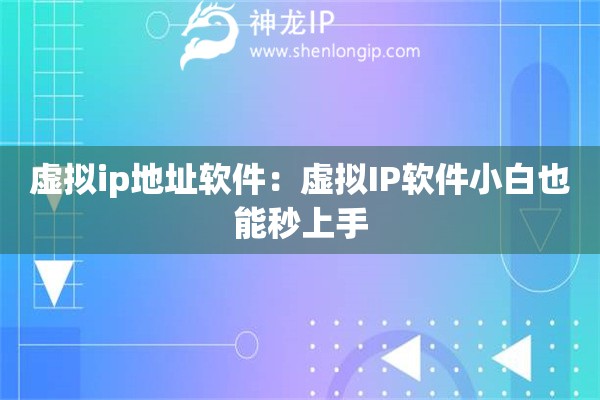 虛擬ip地址軟件：虛擬IP軟件小白也能秒上手