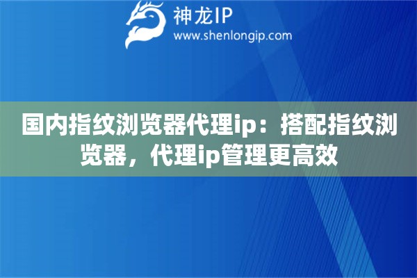 國內(nèi)指紋瀏覽器代理ip：搭配指紋瀏覽器，代理ip管理更高效