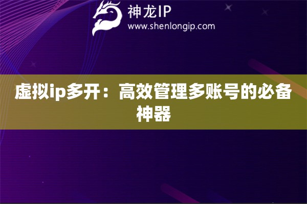 虛擬ip多開(kāi)：高效管理多賬號(hào)的必備神器