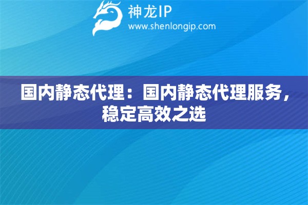 國內(nèi)靜態(tài)代理：國內(nèi)靜態(tài)代理服務(wù)，穩(wěn)定高效之選