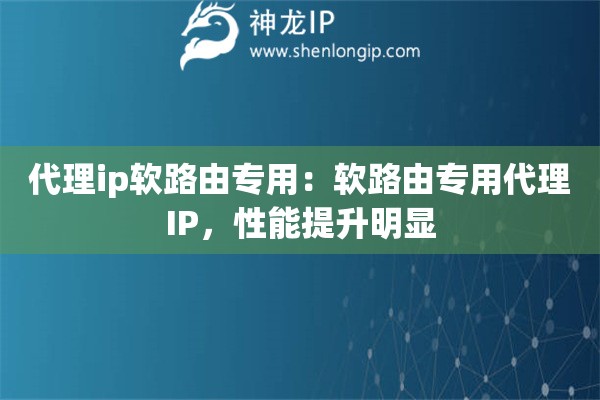 代理ip軟路由專(zhuān)用：軟路由專(zhuān)用代理IP，性能提升明顯