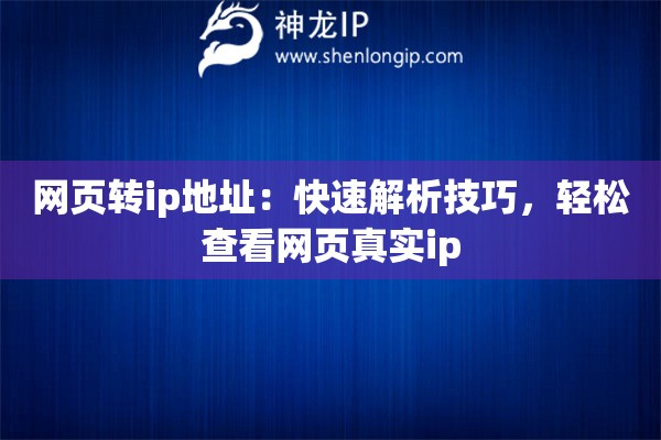 網(wǎng)頁(yè)轉(zhuǎn)ip地址：快速解析技巧，輕松查看網(wǎng)頁(yè)真實(shí)ip