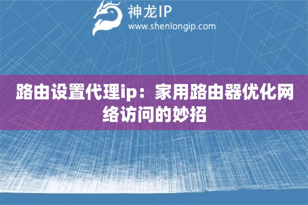 路由設(shè)置代理ip：家用路由器優(yōu)化網(wǎng)絡(luò)訪問(wèn)的妙招